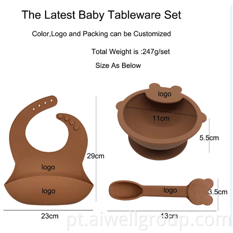 Silicone Baby Dinner Set With Bowl Bib Spoon